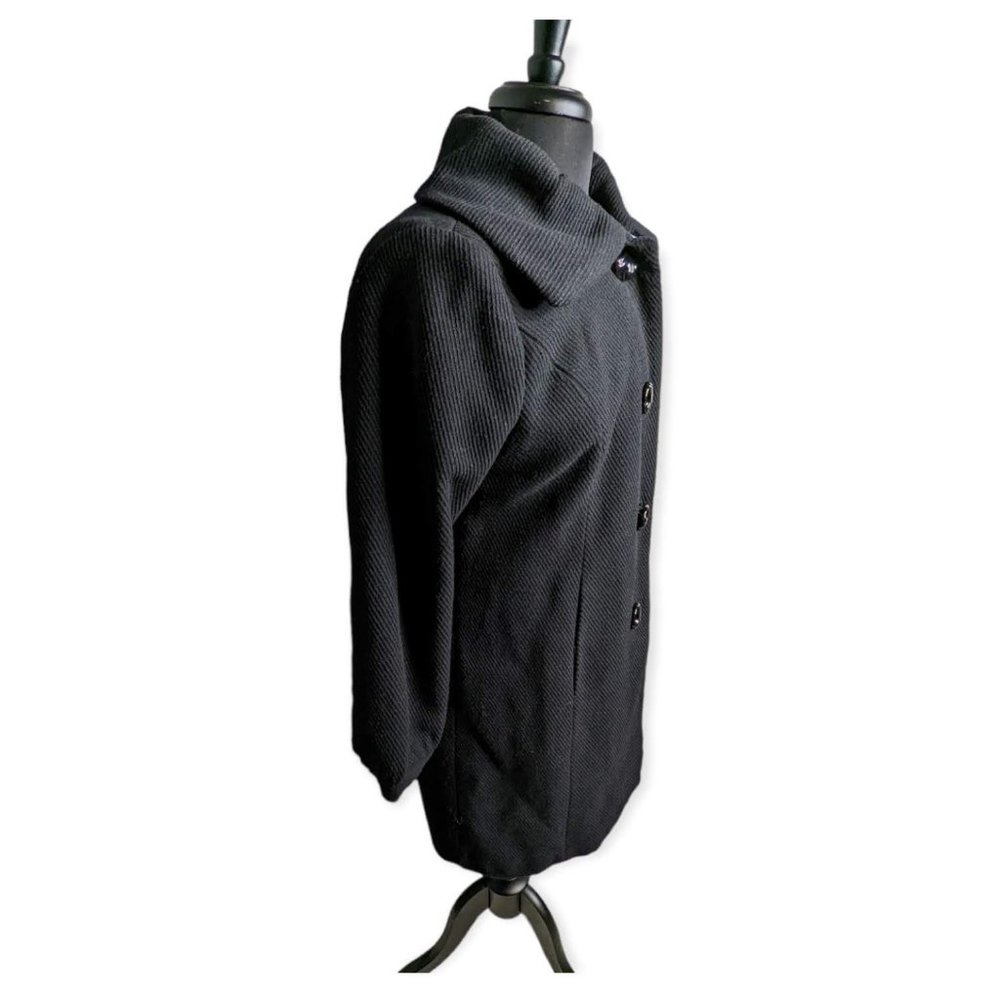 George Black Button Down Wool Blend Coat Size Medium - Picture 4 of 13